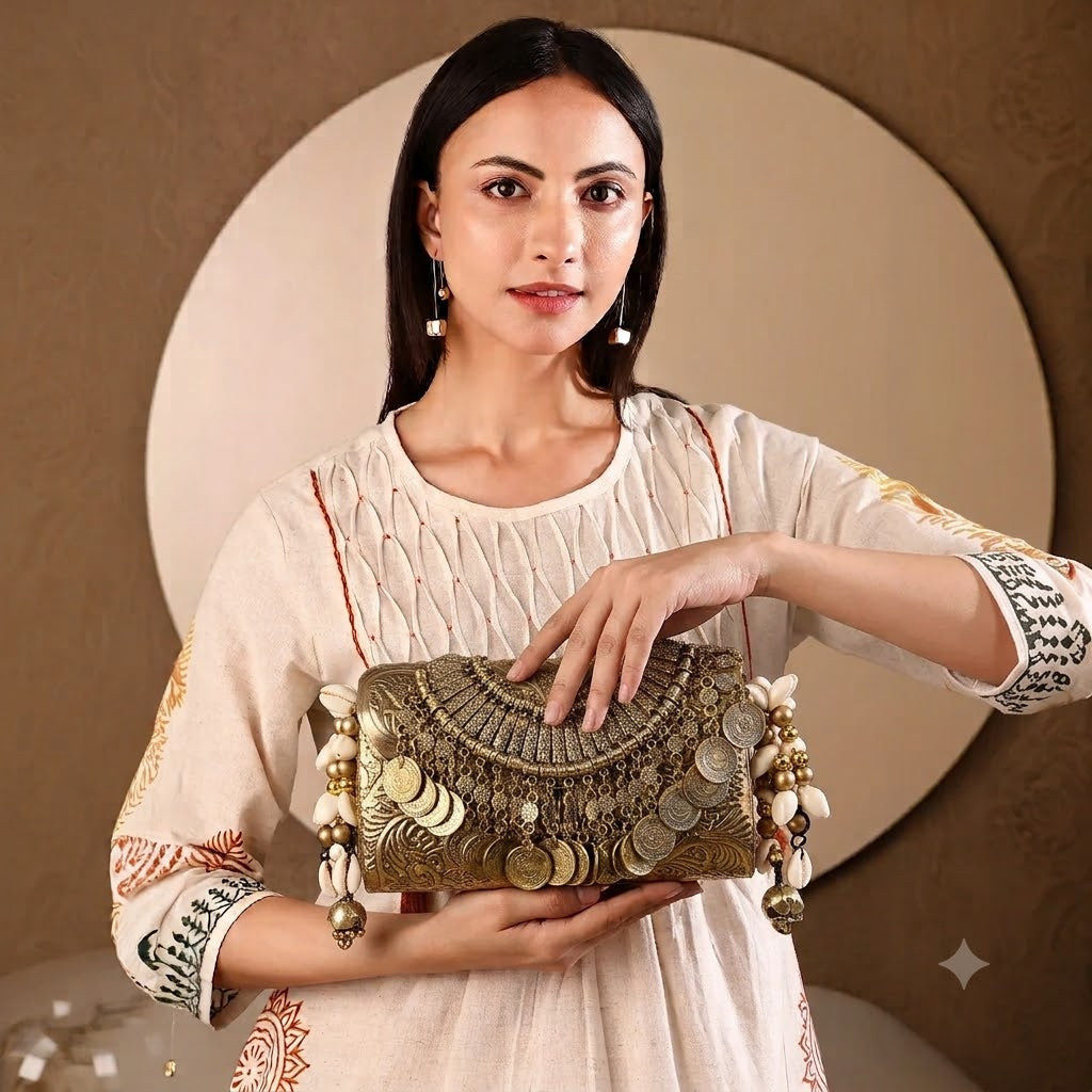 Oxidized golden brass Clutch Main image